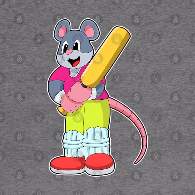 Mouse at Cricket with Cricket bat by Markus Schnabel